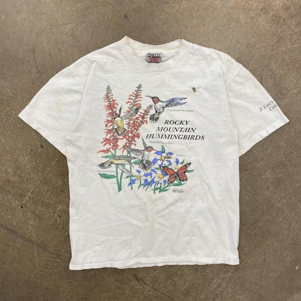 Vintage Rocky Mountain Hummingbirds 90s Nature Oneita Birds Animals T-Shirt M